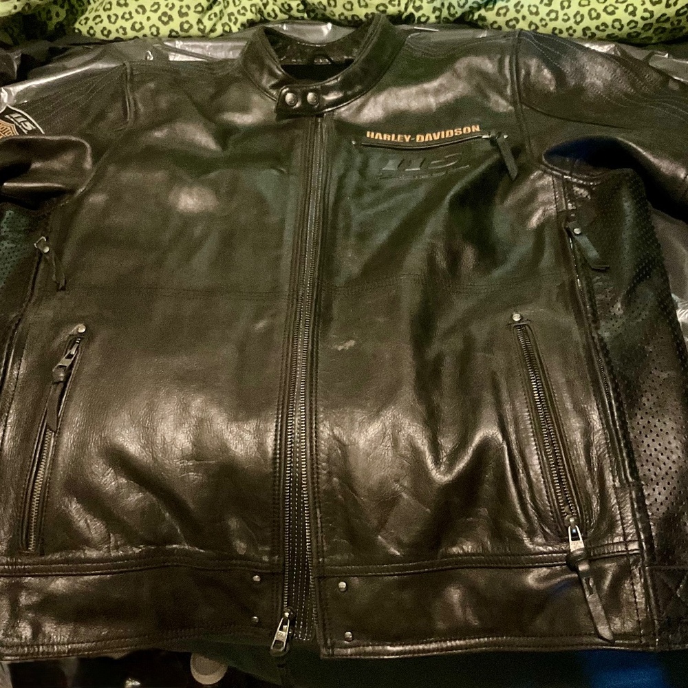HARLEY DAVIDSON Buffalo leather hide jkt size 2 X-Large